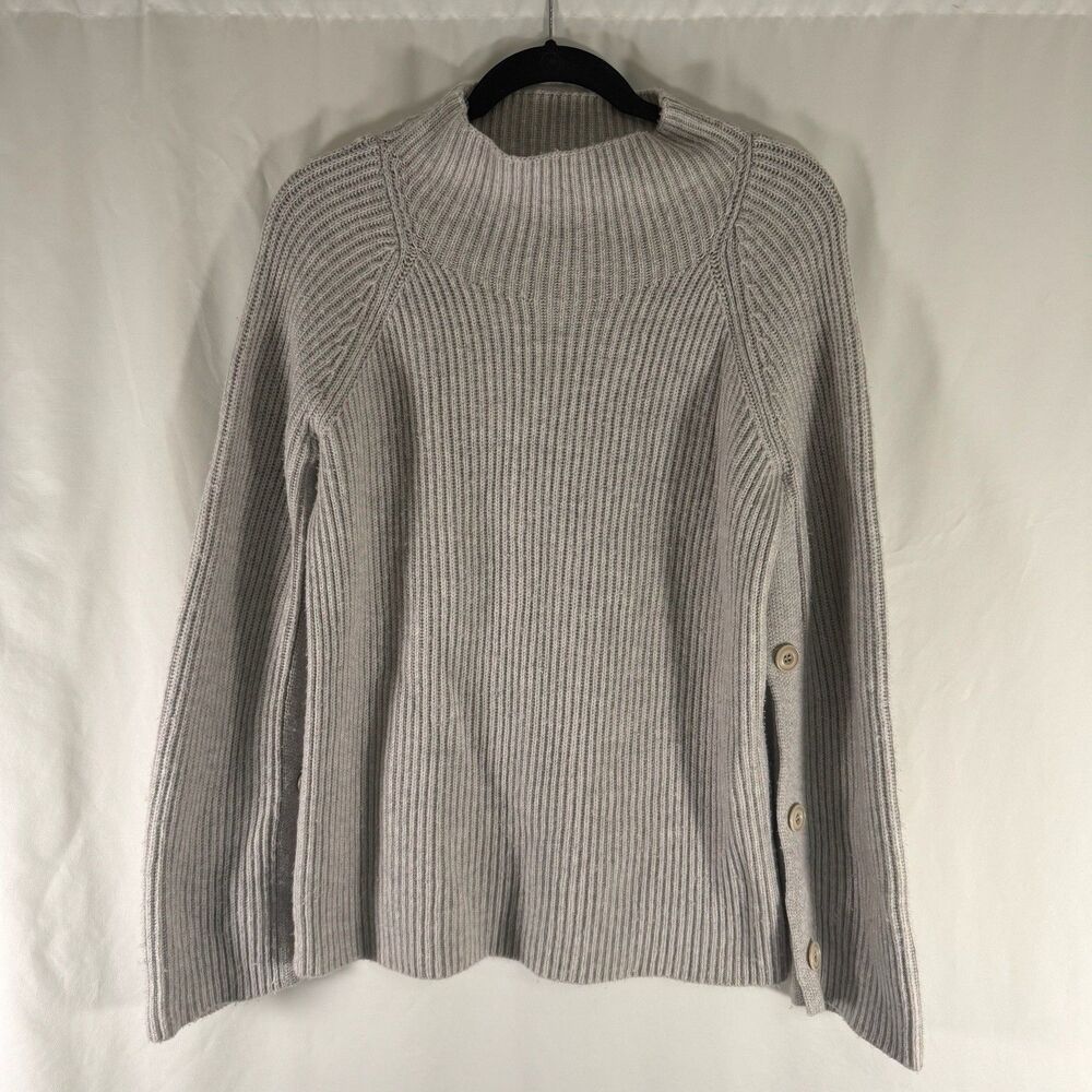 Vince Wool Cashmere Sweater Women's Small Grey Ribbed Knit High Neck Pullover